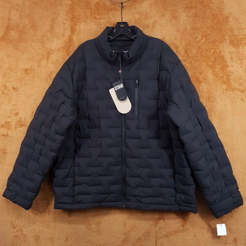OUTDOOR UNITED Puffer Coat Mens XL Black Quilted Insulated Wind Water Resistant